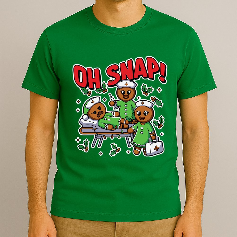 Oh Snap Gingerbread Nurse Funny Nursing Christmas Holiday T-Shirt