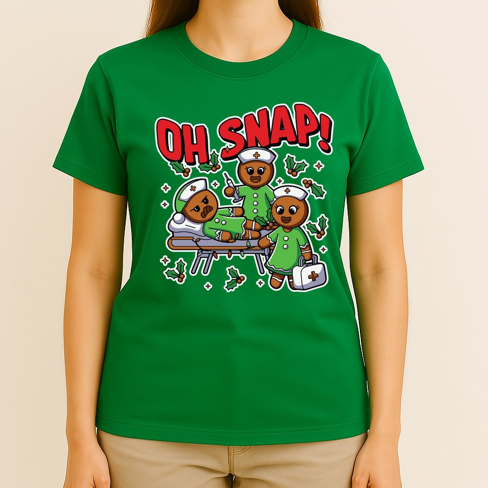 Oh Snap Gingerbread Nurse Funny Nursing Christmas Holiday T-Shirt