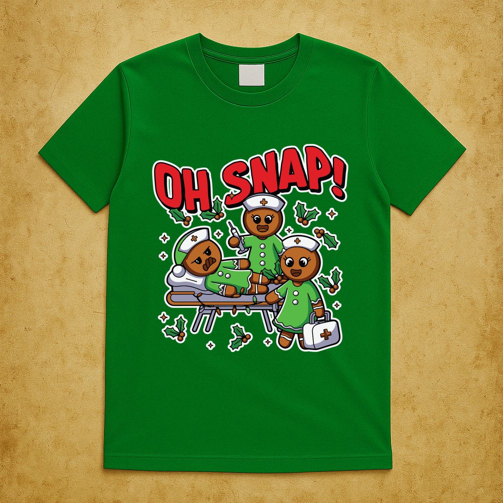 Oh Snap Gingerbread Nurse Funny Nursing Christmas Holiday T-Shirt