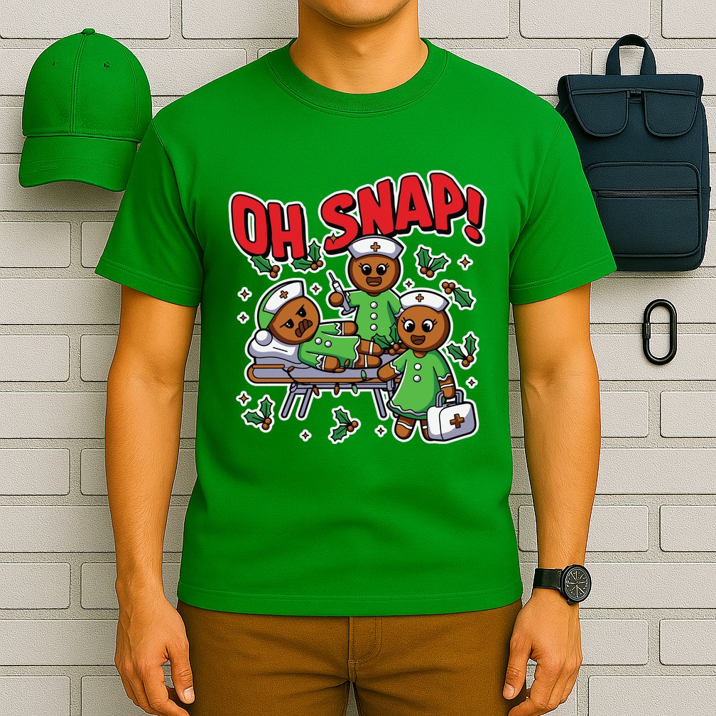 Oh Snap Gingerbread Nurse Funny Nursing Christmas Holiday T-Shirt