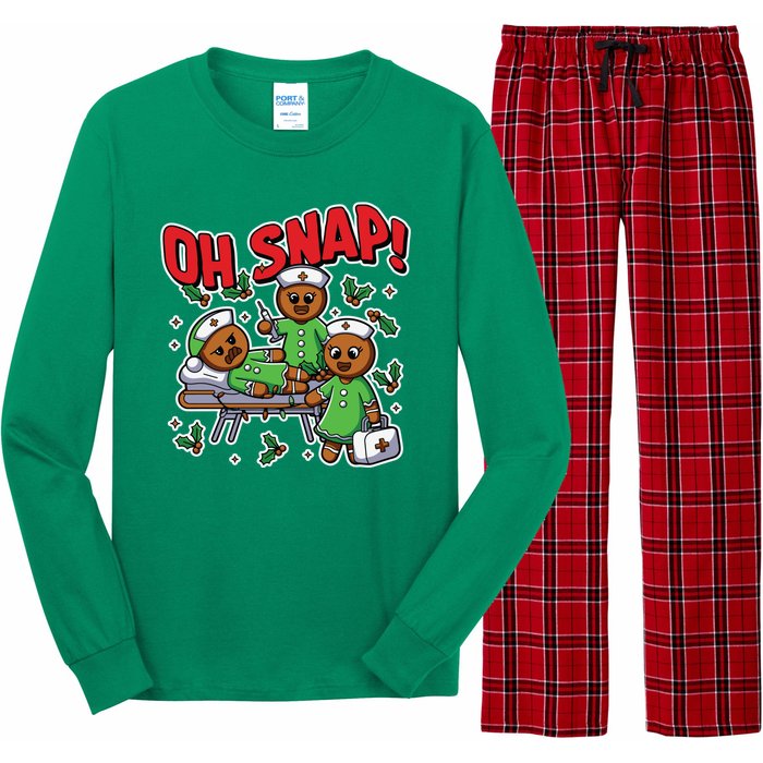 Oh Snap Gingerbread Nurse Funny Nursing Christmas Holiday Long Sleeve Pajama Set