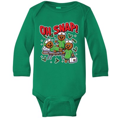 Oh Snap Gingerbread Nurse Funny Nursing Christmas Holiday Baby Long Sleeve Bodysuit