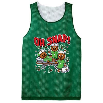 Oh Snap Gingerbread Nurse Funny Nursing Christmas Holiday Mesh Reversible Basketball Jersey Tank