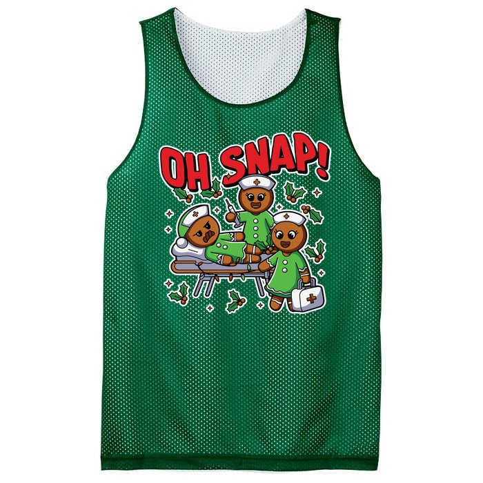 Oh Snap Gingerbread Nurse Funny Nursing Christmas Holiday Mesh Reversible Basketball Jersey Tank