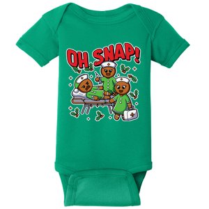 Oh Snap Gingerbread Nurse Funny Nursing Christmas Holiday Baby Bodysuit