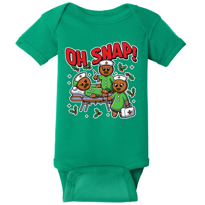 Oh Snap Gingerbread Nurse Funny Nursing Christmas Holiday Baby Bodysuit