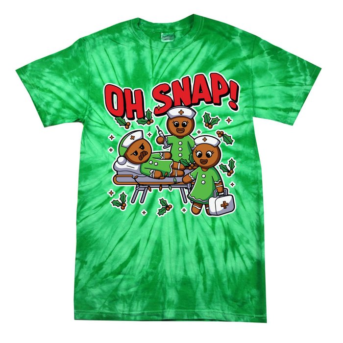 Oh Snap Gingerbread Nurse Funny Nursing Christmas Holiday Tie-Dye T-Shirt