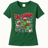 Oh Snap Gingerbread Nurse Funny Nursing Christmas Holiday Womens T-Shirt