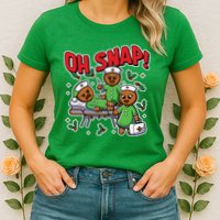 Oh Snap Gingerbread Nurse Funny Nursing Christmas Holiday Womens T-Shirt
