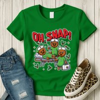 Oh Snap Gingerbread Nurse Funny Nursing Christmas Holiday Womens T-Shirt