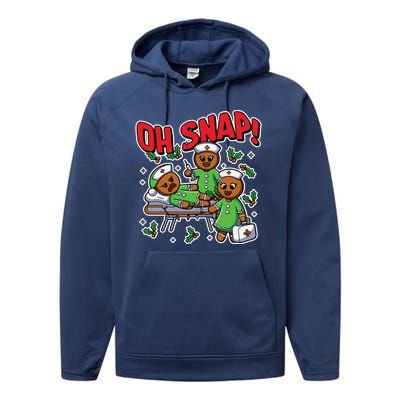 Oh Snap Gingerbread Nurse Funny Nursing Christmas Holiday Performance Fleece Hoodie