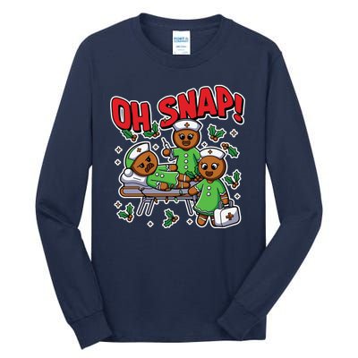 Oh Snap Gingerbread Nurse Funny Nursing Christmas Holiday Tall Long Sleeve T-Shirt