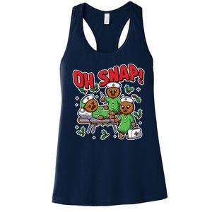 Oh Snap Gingerbread Nurse Funny Nursing Christmas Holiday Women's Racerback Tank