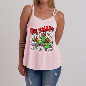 Oh Snap Gingerbread Nurse Funny Nursing Christmas Holiday Women's Strappy Tank