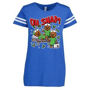 Oh Snap Gingerbread Nurse Funny Nursing Christmas Holiday Enza Ladies Jersey Football T-Shirt