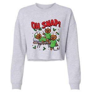 Oh Snap Gingerbread Nurse Funny Nursing Christmas Holiday Cropped Pullover Crew