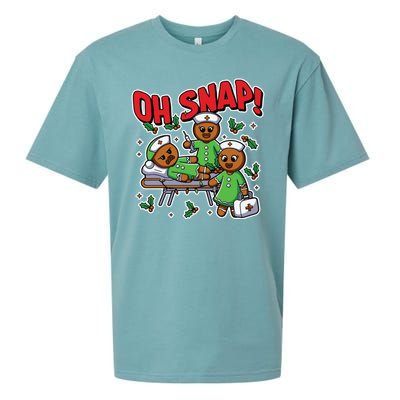 Oh Snap Gingerbread Nurse Funny Nursing Christmas Holiday Sueded Cloud Jersey T-Shirt