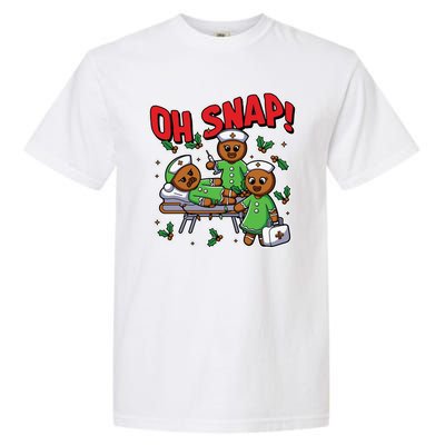 Oh Snap Gingerbread Nurse Funny Nursing Christmas Holiday Garment-Dyed Heavyweight T-Shirt