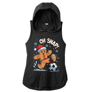 Oh Snap Gingerbreadman Christmas Soccer Ladies PosiCharge Tri-Blend Wicking Draft Hoodie Tank