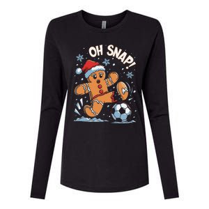 Oh Snap Gingerbreadman Christmas Soccer Womens Cotton Relaxed Long Sleeve T-Shirt