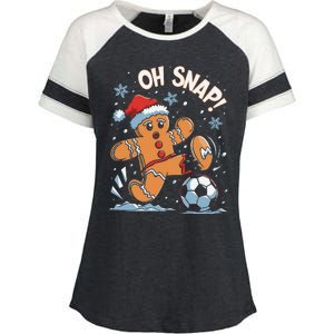 Oh Snap Gingerbreadman Christmas Soccer Enza Ladies Jersey Colorblock Tee