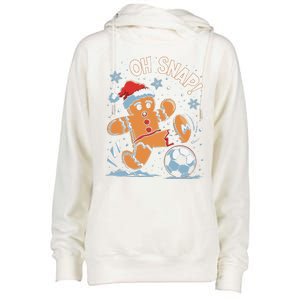 Oh Snap Gingerbreadman Christmas Soccer Womens Funnel Neck Pullover Hood