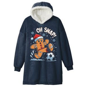 Oh Snap Gingerbreadman Christmas Soccer Hooded Wearable Blanket