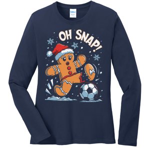 Oh Snap Gingerbreadman Christmas Soccer Ladies Long Sleeve Shirt