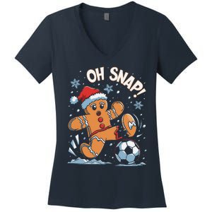 Oh Snap Gingerbreadman Christmas Soccer Women's V-Neck T-Shirt