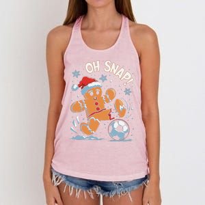 Oh Snap Gingerbreadman Christmas Soccer Women's Knotted Racerback Tank