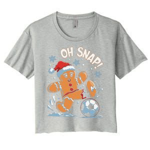 Oh Snap Gingerbreadman Christmas Soccer Women's Crop Top Tee