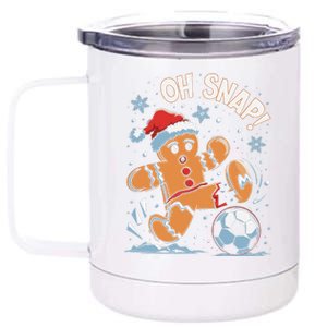 Oh Snap Gingerbreadman Christmas Soccer 12 oz Stainless Steel Tumbler Cup