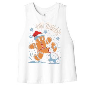 Oh Snap Gingerbreadman Christmas Soccer Women's Racerback Cropped Tank