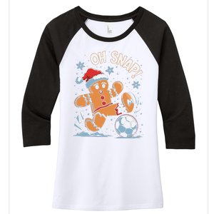 Oh Snap Gingerbreadman Christmas Soccer Women's Tri-Blend 3/4-Sleeve Raglan Shirt