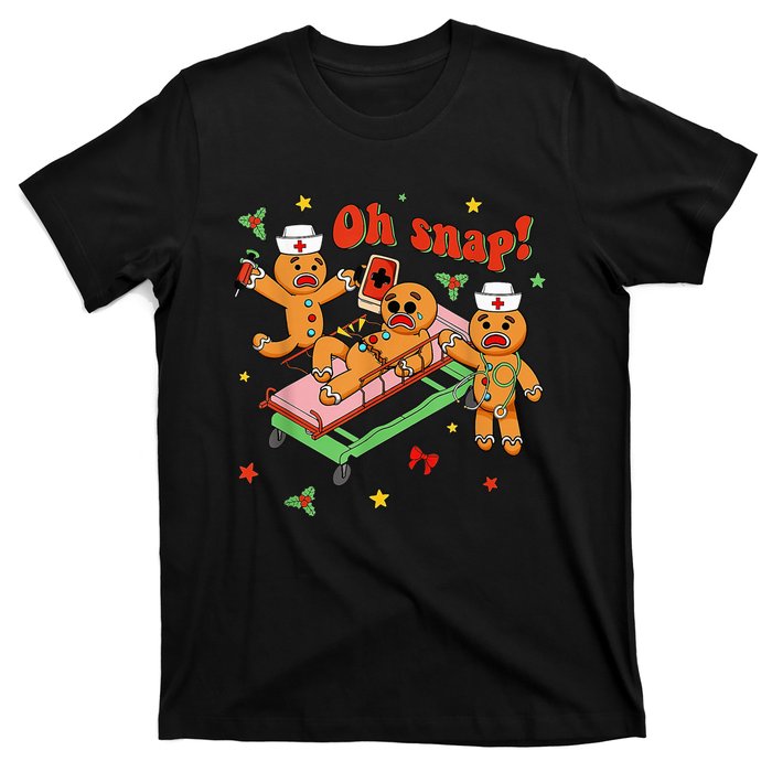 Oh Snap Gingerbread Nurse Funny Nursing Christmas Holiday T-Shirt