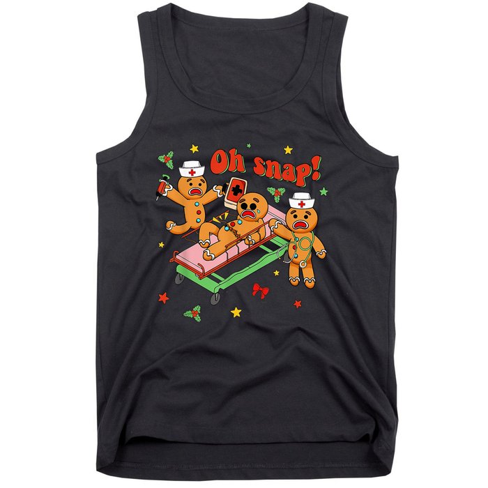 Oh Snap Gingerbread Nurse Funny Nursing Christmas Holiday Tank Top