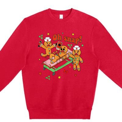 Oh Snap Gingerbread Nurse Funny Nursing Christmas Holiday Premium Crewneck Sweatshirt