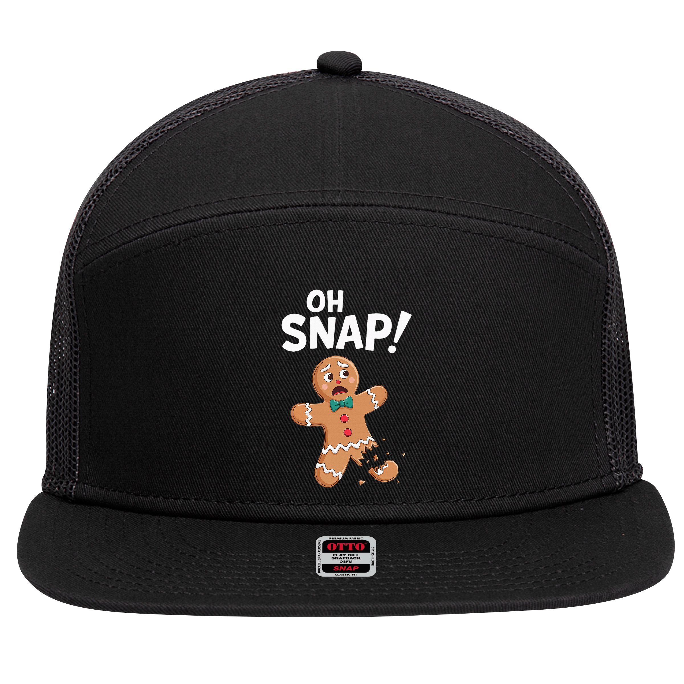 Oh Snap Gingerbread Man 7 Panel Mesh Trucker Snapback Hat