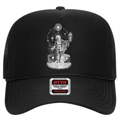 Occult Sacred Geometry High Crown Mesh Back Trucker Hat