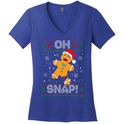 Oh Snap Gingerbread Man Cookie Christmas Women's V-Neck T-Shirt