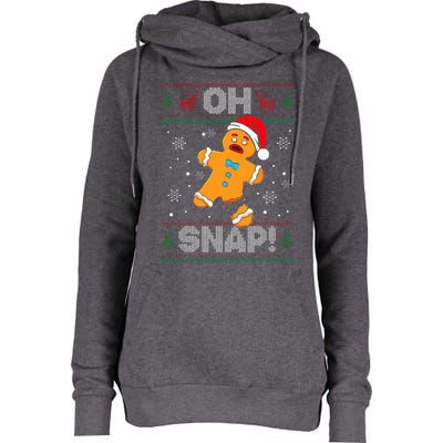 Oh Snap Gingerbread Man Cookie Christmas Womens Funnel Neck Pullover Hood