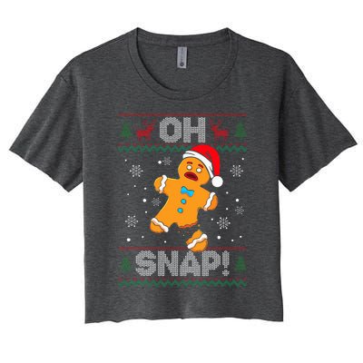 Oh Snap Gingerbread Man Cookie Christmas Women's Crop Top Tee