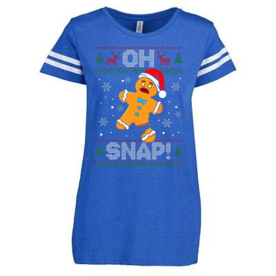 Oh Snap Gingerbread Man Cookie Christmas Enza Ladies Jersey Football T-Shirt