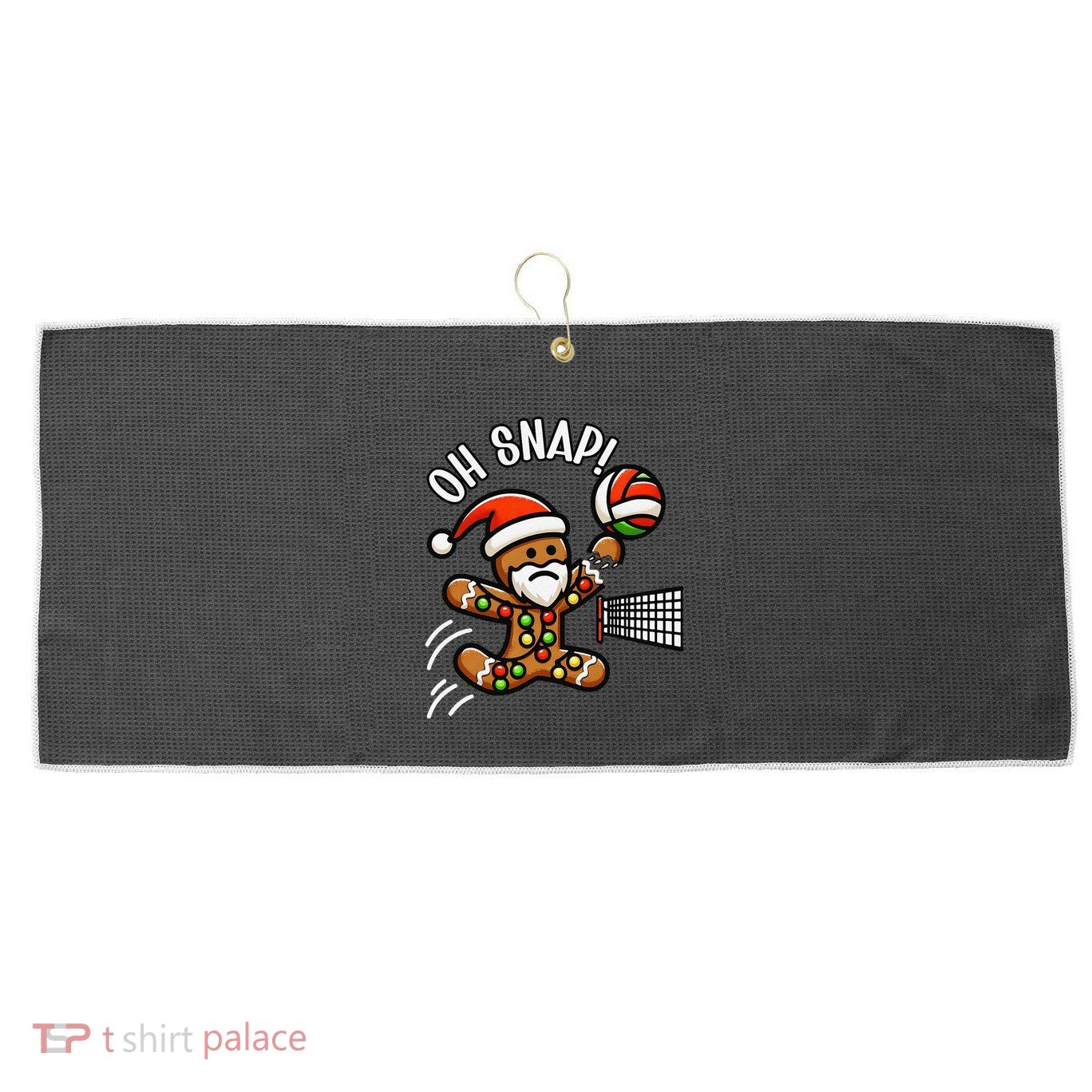 Oh Snap Gingerbreadman Christmas Volleyball Large Microfiber Waffle Golf Towel