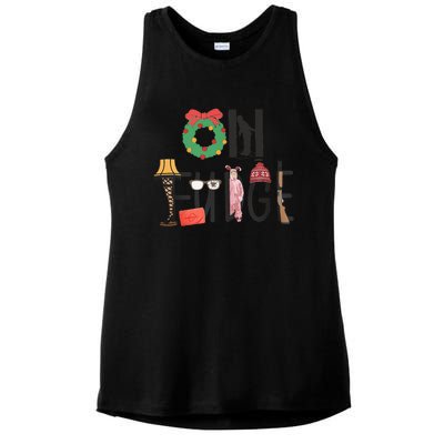 Oh Santa Hat Funny Christmas Story Family Christmas  Ladies PosiCharge Tri-Blend Wicking Tank