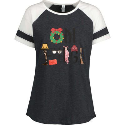 Oh Santa Hat Funny Christmas Story Family Christmas  Enza Ladies Jersey Colorblock Tee