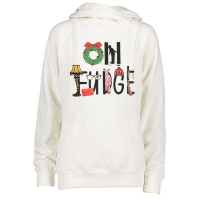 Oh Santa Hat Funny Christmas Story Family Christmas  Womens Funnel Neck Pullover Hood