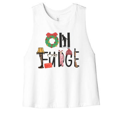 Oh Santa Hat Funny Christmas Story Family Christmas  Women's Racerback Cropped Tank