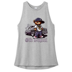 Old School Hip Hop Teddy Bear Lowrider Chicano Culture Cute Ladies PosiCharge Tri-Blend Wicking Tank