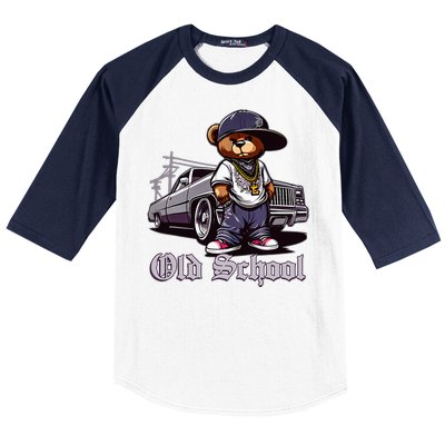 Old School Hip Hop Teddy Bear Lowrider Chicano Culture Cute Baseball Sleeve Shirt